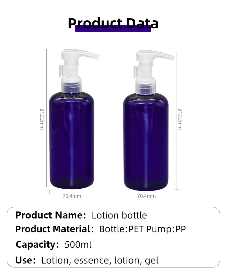 500ml PET Lotion Bottle With Mono All Plastic 28-410 4cc Dosage Dispenser
