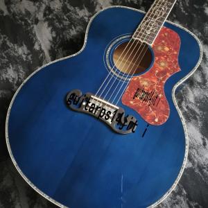 Quality 43 inch J200 series blue water ghost glossy paint abalone inlaid acoustic guitar wholesale