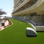 Hotel Garden Synthetic Residential Fake Grass Mat Luxury With Good Gloss