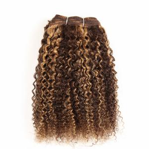 Quality Pre-Colored Brown Blonde Human Hair Brazilian Hair Weave Afro Kinky Wave Hair Extensions P4/27 wholesale