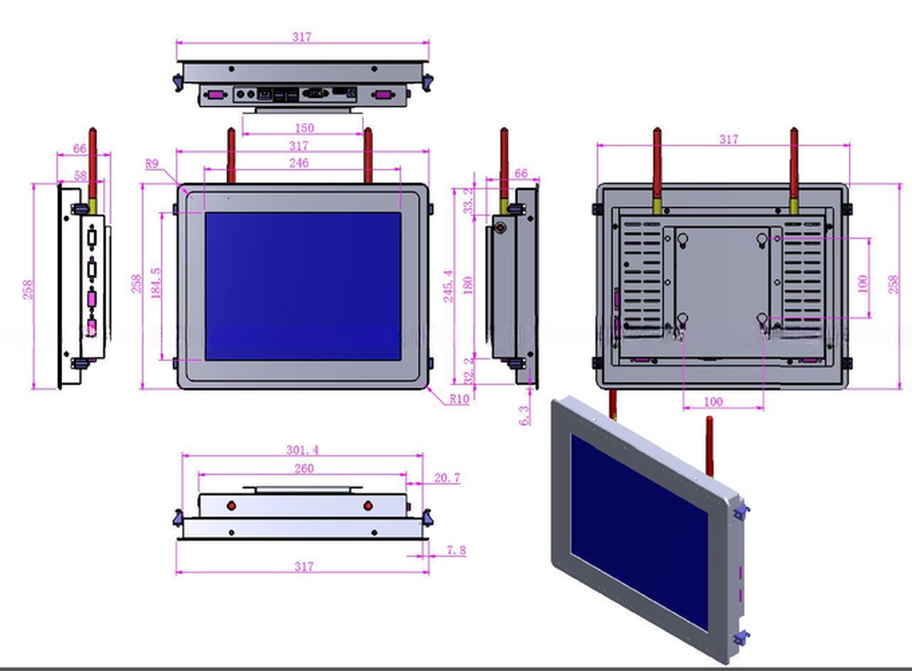 12 Inch LCD 12V 24V VGA DVI Outdoor Capacitive Touch Screen Display OEM ODM For Kiosk Vending Machine