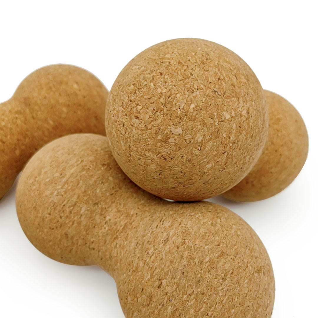 Portable Natural Cork Peanut Roller Yoga Massage Balls For Back Muscles
