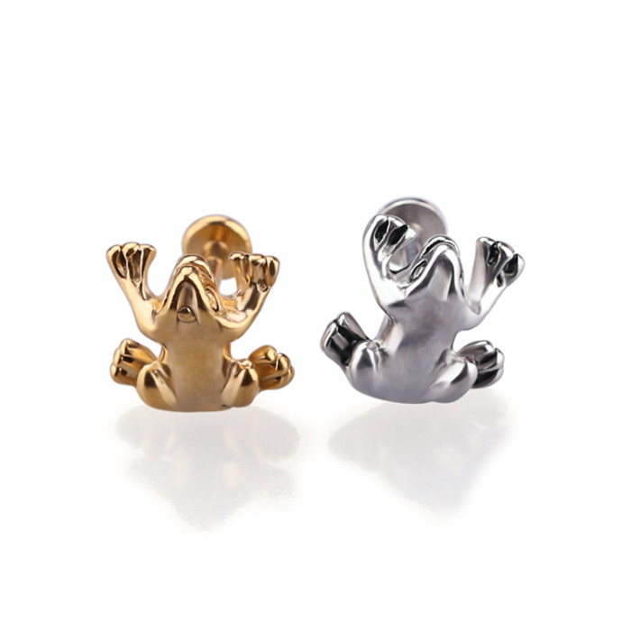 Wholesale body piercing jewelry frog shape labret ring lip stud