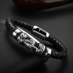 Custom stainless steel jewelry fashion mens leather bracelet/charm bracelet
