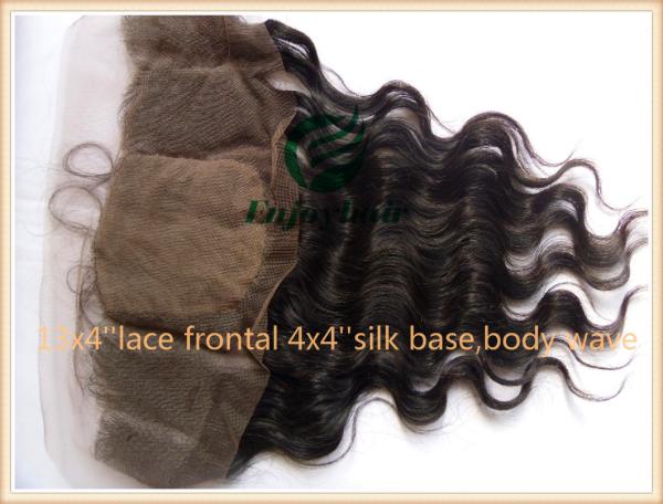 Indian virgin remy hair silk lace frontal 13''x4'' ,natural color body wave 10''