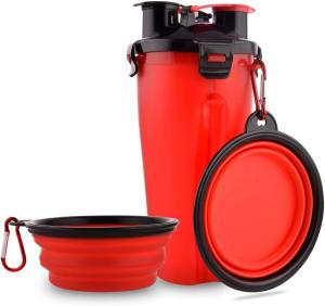 Quality 2 in 1 350ml Pet Dog Water Food Bottle Collapsible Bowls with Carabiner wholesale