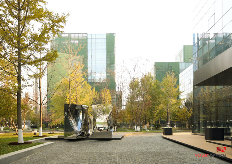 Custom Printing Large Stainless Steel Sculpture with Mirror Finish and Abstract Design