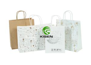 Quality Disposable Kraft Paper Shopping Bags White Color Eco Friendly Offset Printing wholesale