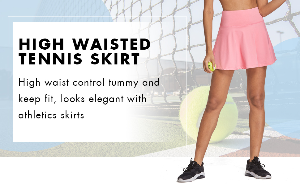 Women Double Layer 2 In 1 High Waisted Tennis Skirt 250gsm With Inside Pockets