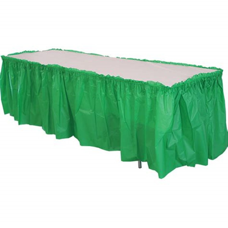 Eco Friendly Disposable Table Skirts , Waterproof Plastic Party Table Skirt