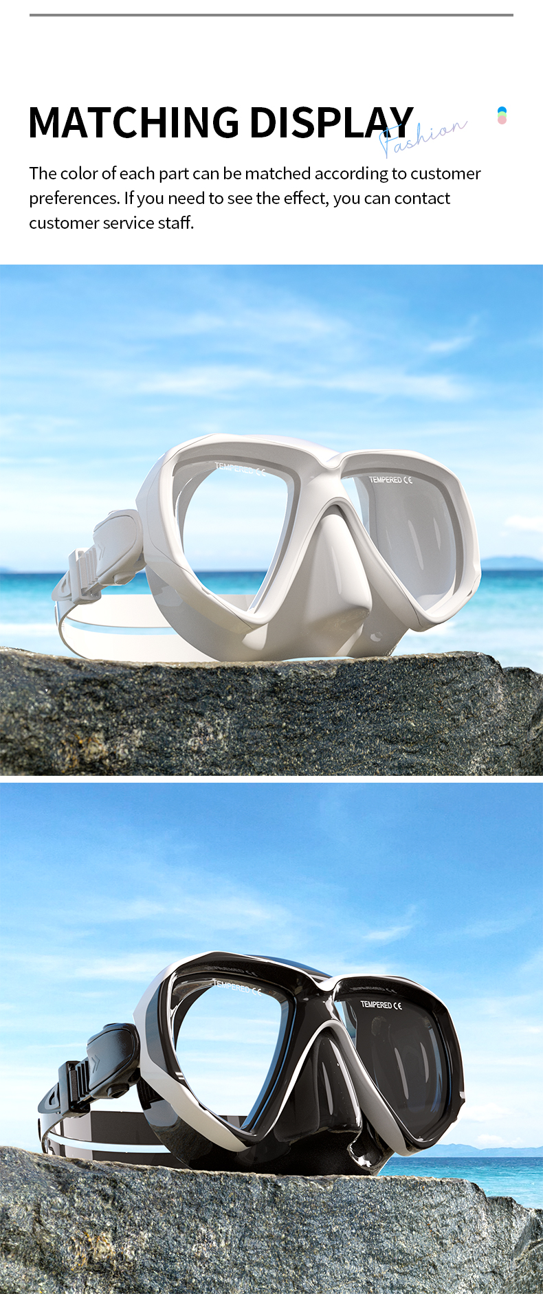 ODM Silicone PC Mirrored Youth Swim Mask And Snorkel Eco Friendly