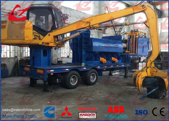 Mobile Scrap Metal Baler Logger Hydraulic Metal Baling Press Diesel Engine Power Feeding Grab Equipped