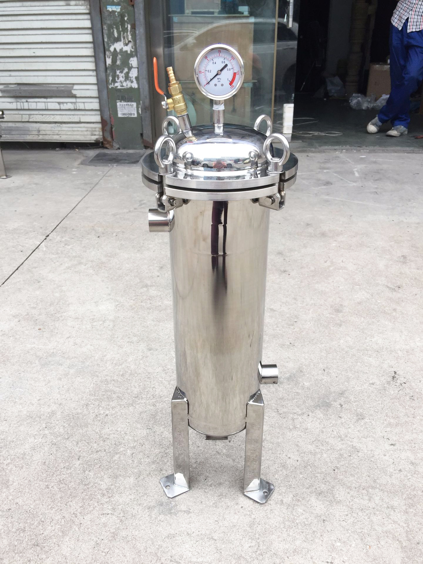 SS304 316L Single Bag Water Pre Filter Housing With 10 20 40 Inch Length