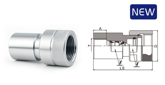 Close-up of the Carterberg CB-SPS-3F-BD female coupling end with external threads and knurled grip