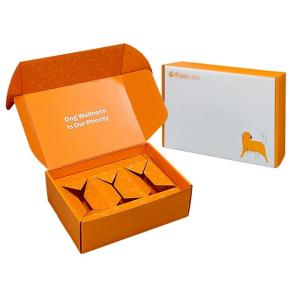 Quality Orange Pet Food Paper Mailer Box Packaging Eco Friendly Dog Box Type Folders wholesale