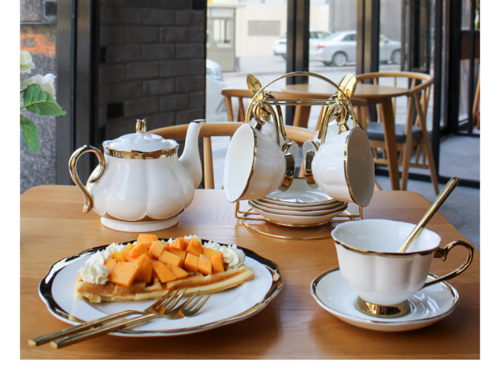 Sustainable Luxury Gold Rim Porcelain Espresso Cappuccino Turkish Coffee Tea Cup Set