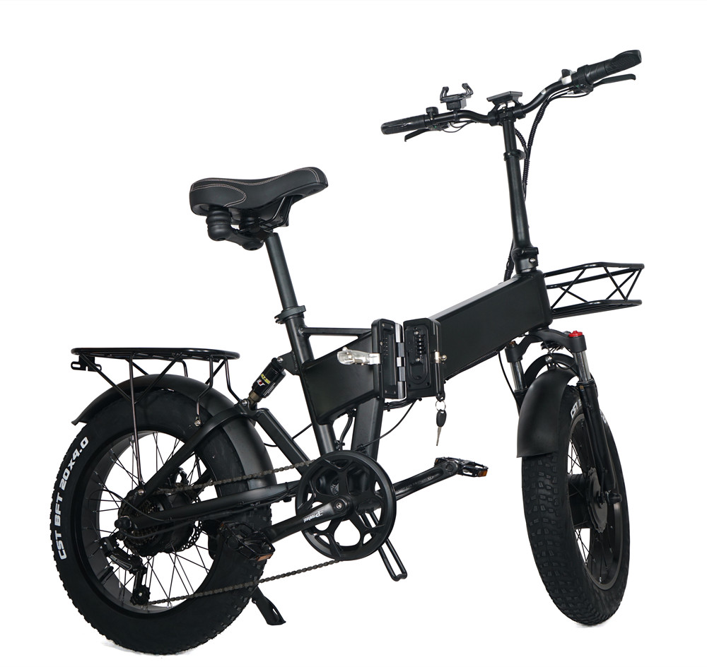 LCD Display 750W 20" Electric Fat Bike Folding Frame 48V 15Ah Full Suspension Ebike Rear Hub Motor