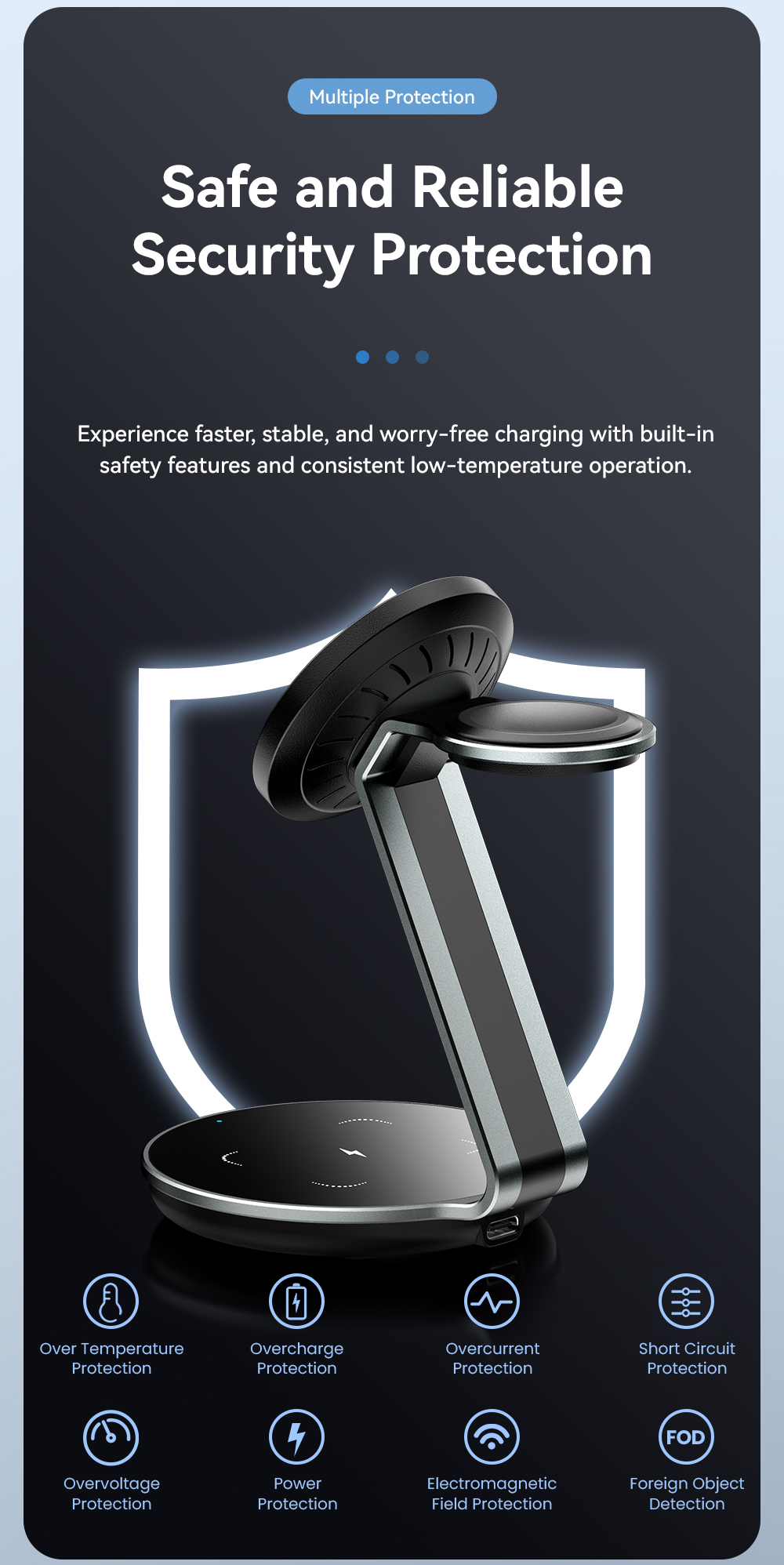 ESSAGER OJD-102 Series 3 In 1 Charging Stand Wireless Charging Pad USB C