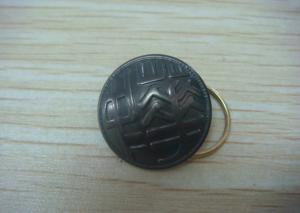 Quality Button Shape Promotional Keychain by Brass Stamping with Man - Woman Mould, Dyed Black Plating wholesale
