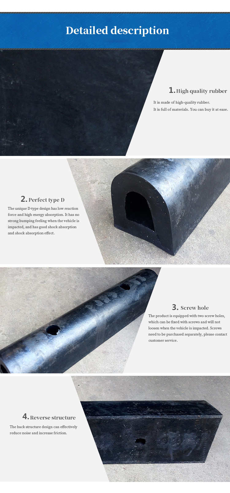 Customized Marine Rubber Fenders Edge Protection D Shape For Boat And Dock