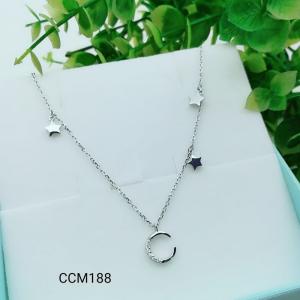 Quality 925 Sterling Silver Star Moon CZ Charm Choker collarbone chain necklace CCM188 wholesale