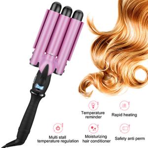 Quality LCD Screen PTC Heater 32mm Triple Barrel Curling Iron For Short Hair wholesale