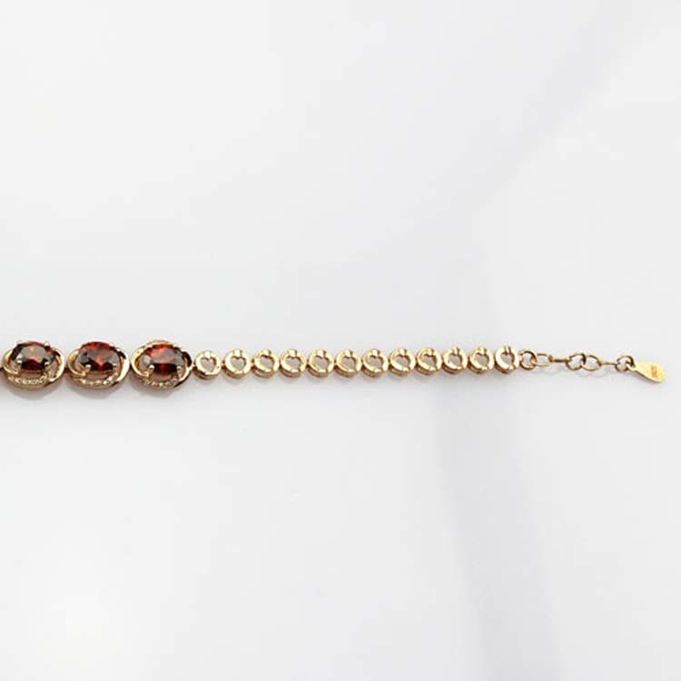 Rose Gold Plated 925 Silver Created Garnet Cubic Zircon Link Women Tennis Bracelet(H09)
