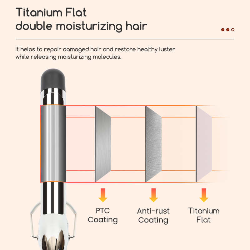 Fast Heating Electric Hair Curler Long Curling Tong Wand LCD Screen Champagne