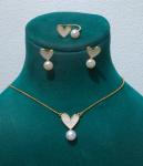 Natural Pearl Shell Chokers Necklace Heart Shape 925 Sterling Silver Necklace