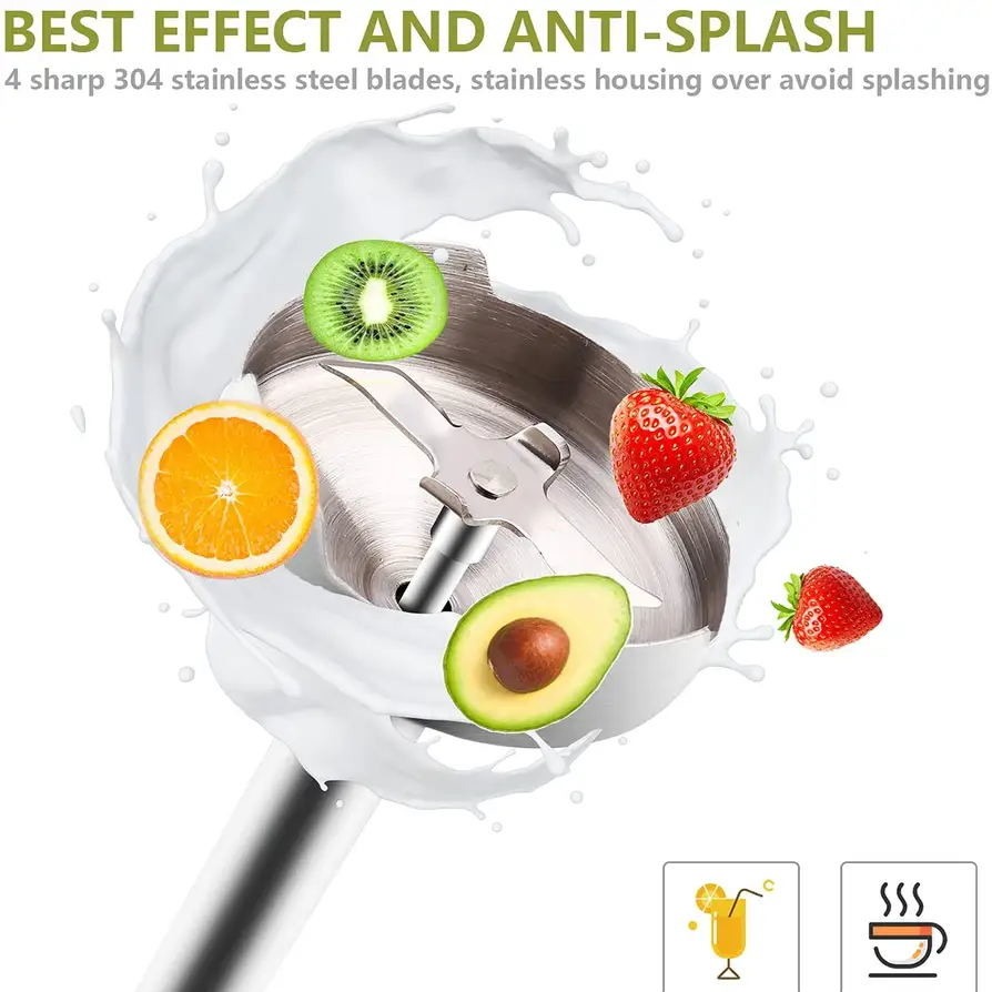 4 In 1 Powerful 800W Stainless Steel Stick Blender Variable 12 Speed