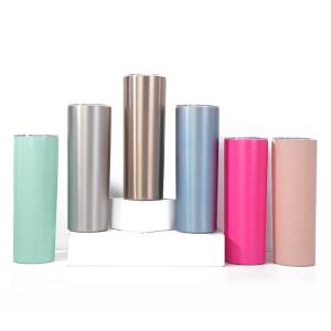 Quality Skinny 20oz Stainless Steel Tumbler With Clear Lid And Straws wholesale