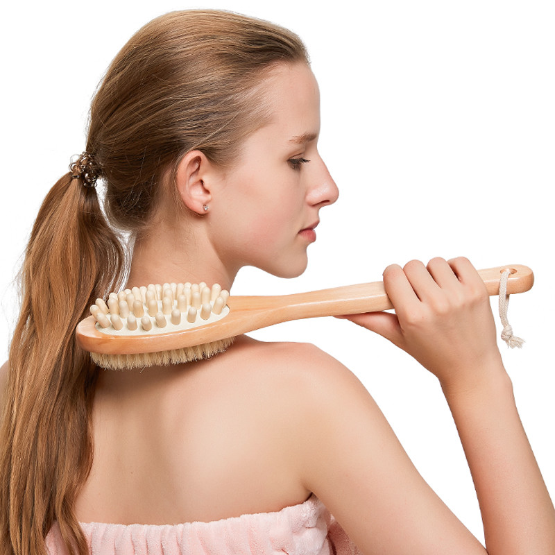 Wooden Long Handle Body Brushes Natural Bristles Brushes