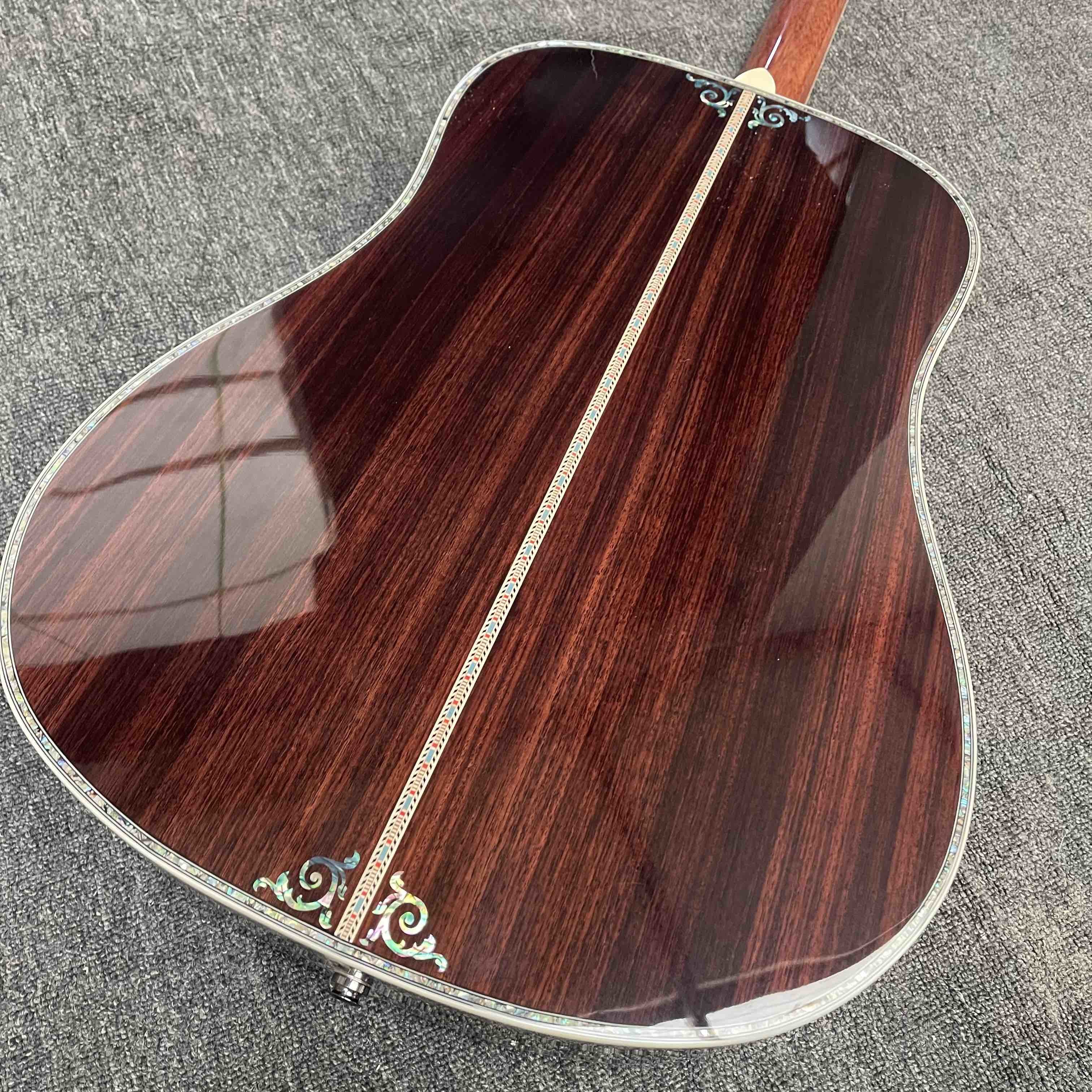 Custom D Body Life Tree Inlay Sunburst Acoustic Electric Guitar, Customized logo, Ebony Fingerboard, Martin style D45 acoustic guitar