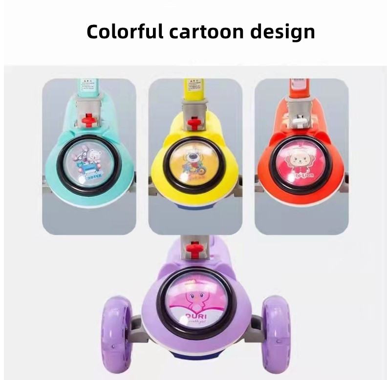 Kids 3 Wheel Ride On Scooter with Music Lighting and Folding Design G.W. N.W 22.8KG/20.8KG