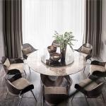 Marble Banquet Hall Restaurant Circular Dining Table With Stainless Steel Legs