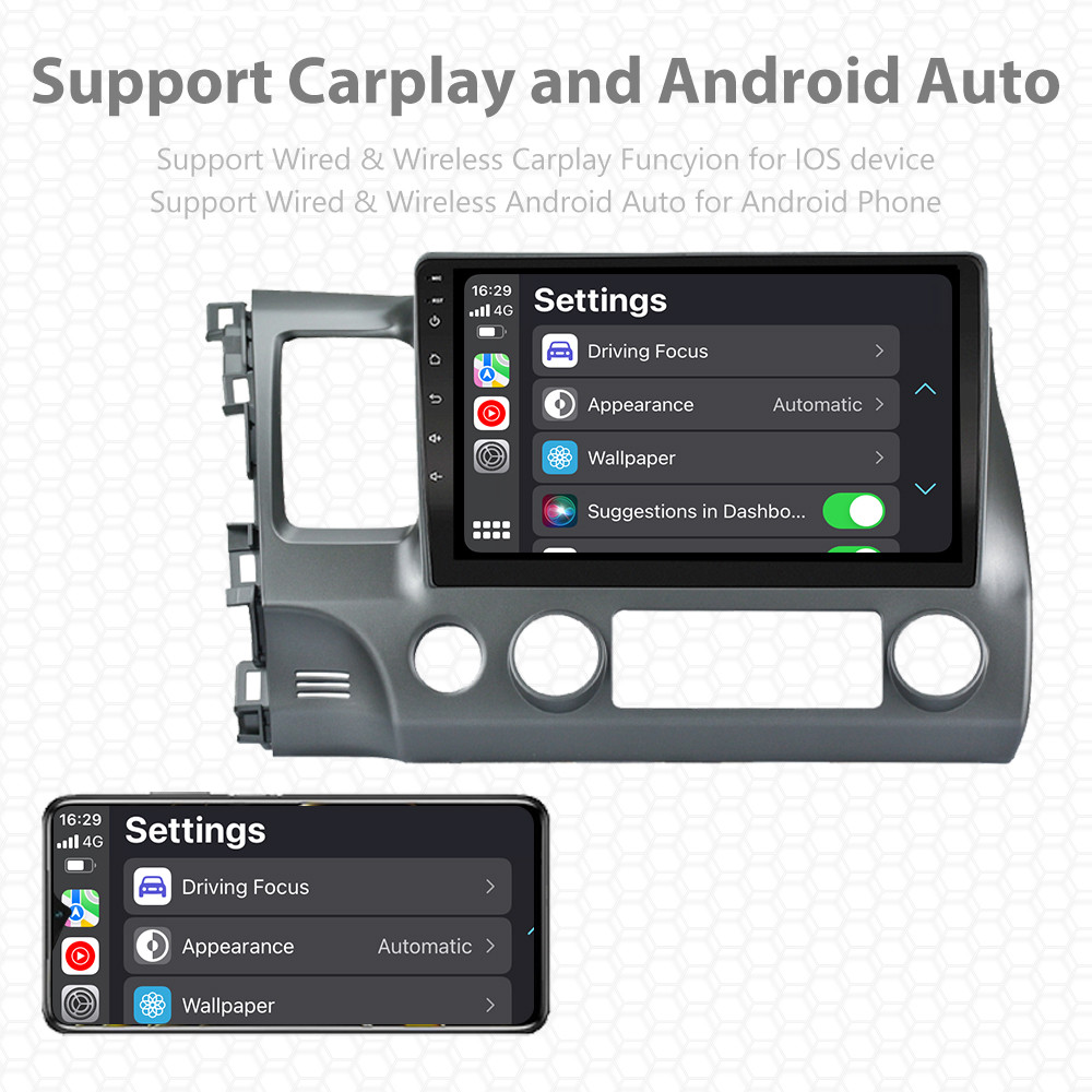 2008 2007 honda civic android 10.1 head unit Honda Civic 2007-2011 TFT Screen