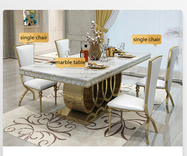 Modern Design Marble Dining Table Set Polished Surface With 6 8 Chairs