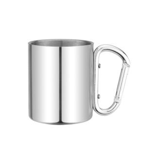 Quality 220ml - 400ml Double Wall Stainless Steel Coffee Mug With Carabiner Handle wholesale