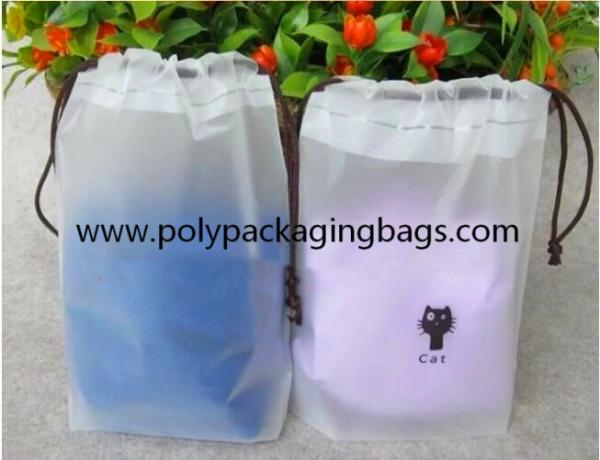 White Frosted CPE Drawstring Pouch Bag For Girls Personal Belongings Gift