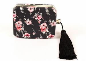 Quality Fashion Flower Ladies Leather Clutch Bags Print Pu Leather With Black Tassel wholesale