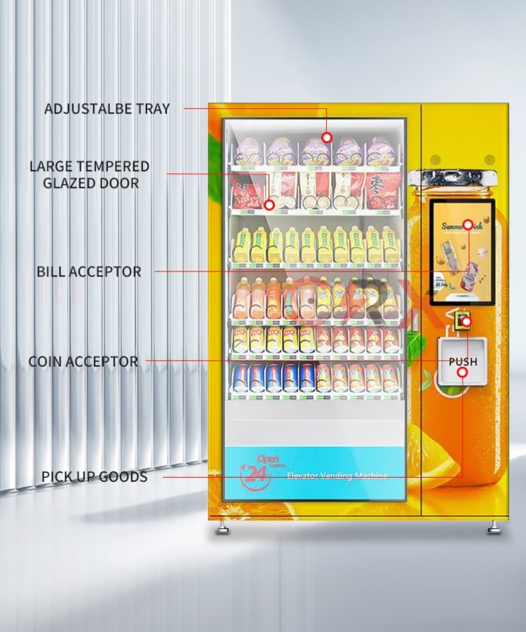 Smart Touch Screen Beverages And Snacks Vending Machine For Subway