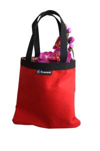 Quality Red Canvas Shopper Bag Metal Buttons Closure Nylon Tape handle wholesale