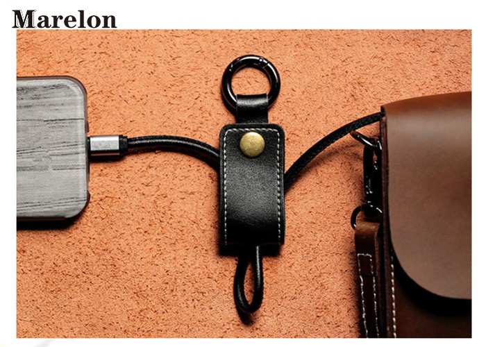 Leather Keychain USB Data Cable Pocket Size For Portable Creative Gifts