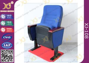 Quality Blue Folded Plastic Theater Auditorium Chairs / Auditorium Seats With Writing Pad wholesale