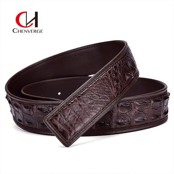 100cm Length Men's Leather Belt Without Lead Authentic Splicing Alligator Bone