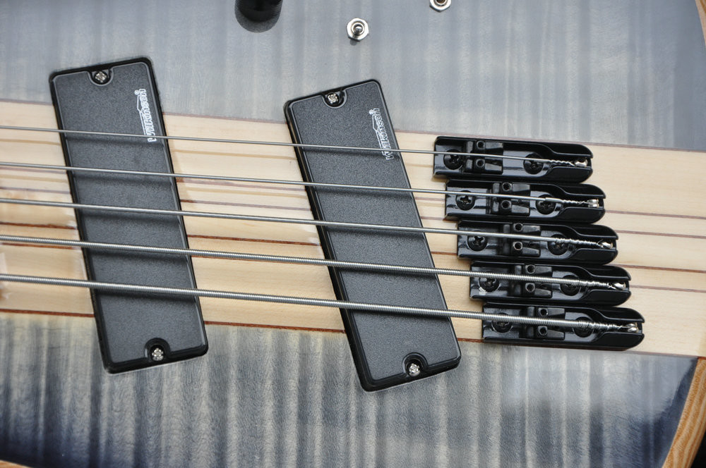 5 string custom bass guitar fanned frets electric bass guitar neck through body