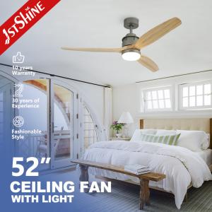 Quality 52 Inch Bldc Remote LED Ceiling Fan 3 Natural Solid Wood Blades wholesale