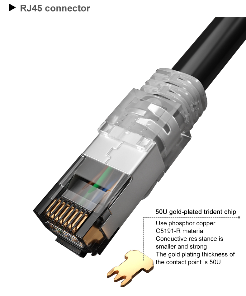 Rj45 Plug Network Lan Cable 1000ft Cat8 FTP UTP SFTP Patch Cord Ethernet Cable