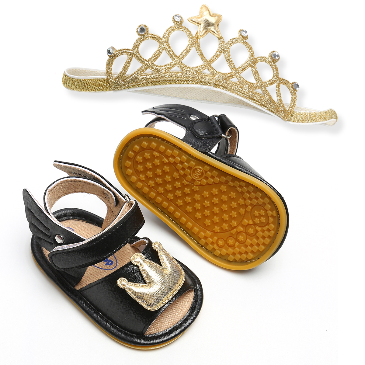 Prince and princess angel wings Crown shoes Wedding gift girl toddler sandals