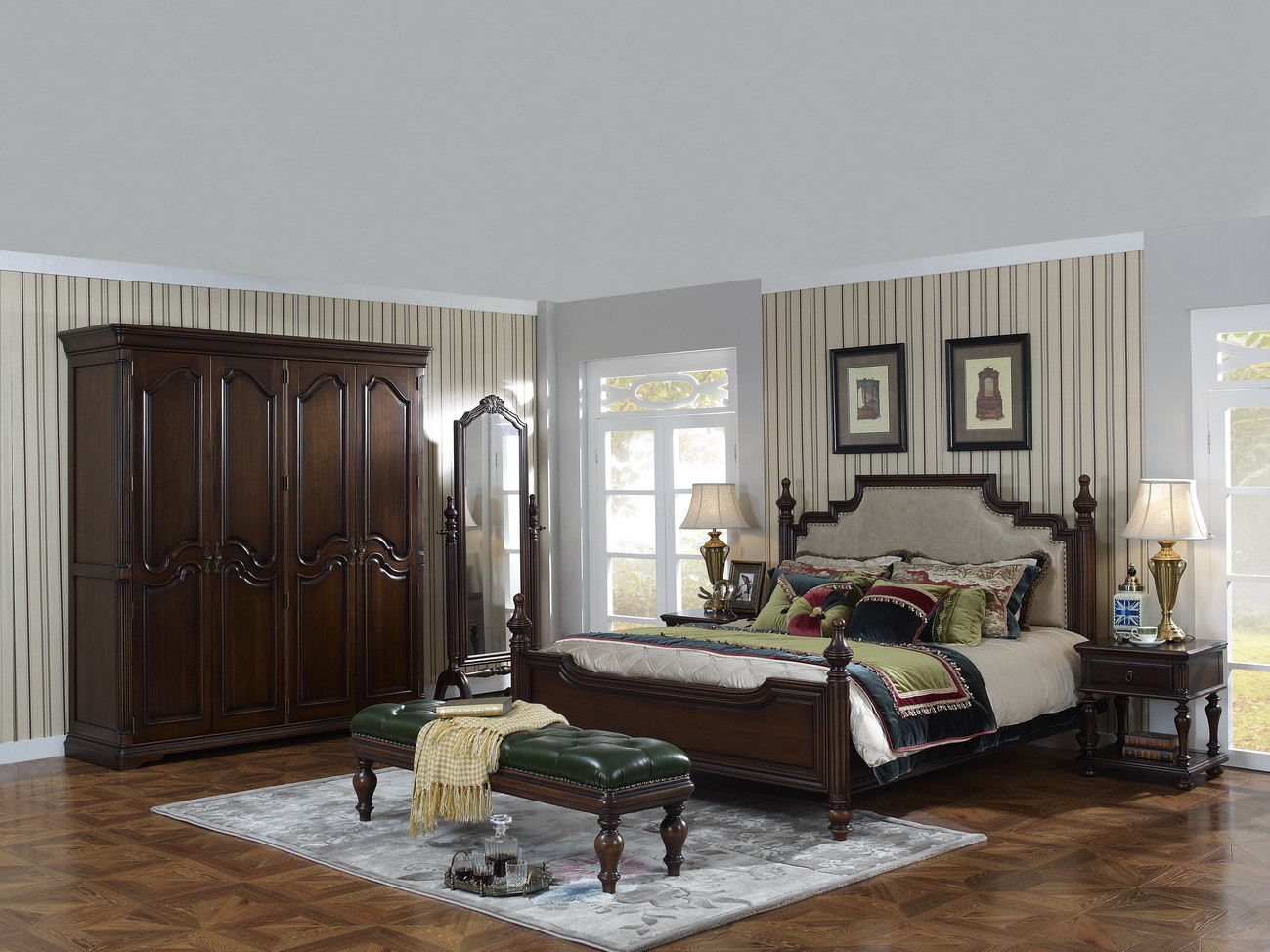 Home Office Study room furniture Wooden Reading Writing desk Computer table with Storage cabinet and Bookshelf cabinet